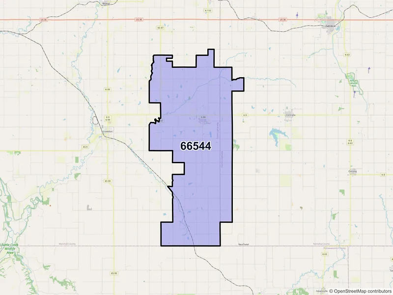 Map of ZIP Code 66544 — Vermillion, KS