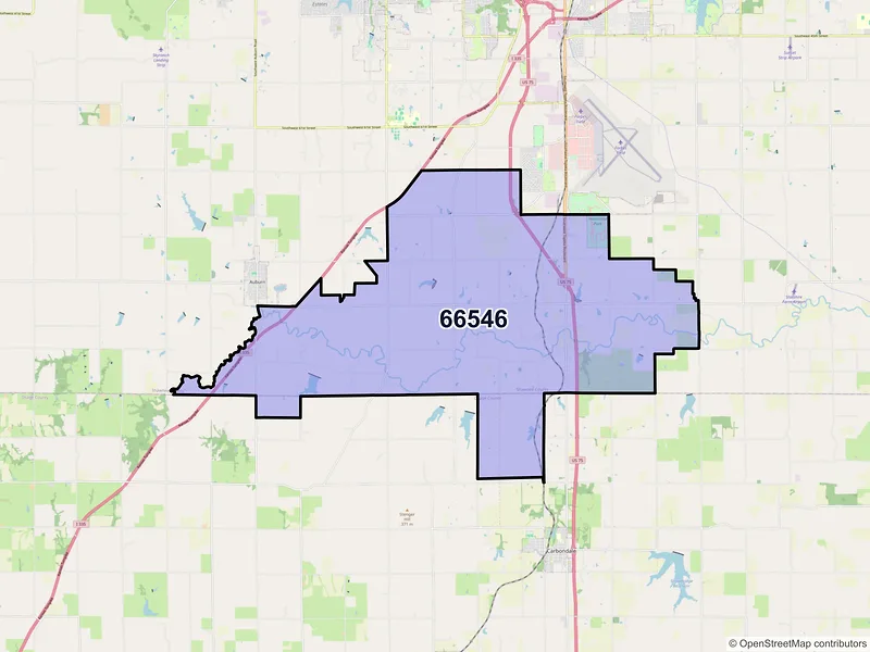 Map of ZIP Code 66546 — Wakarusa, KS