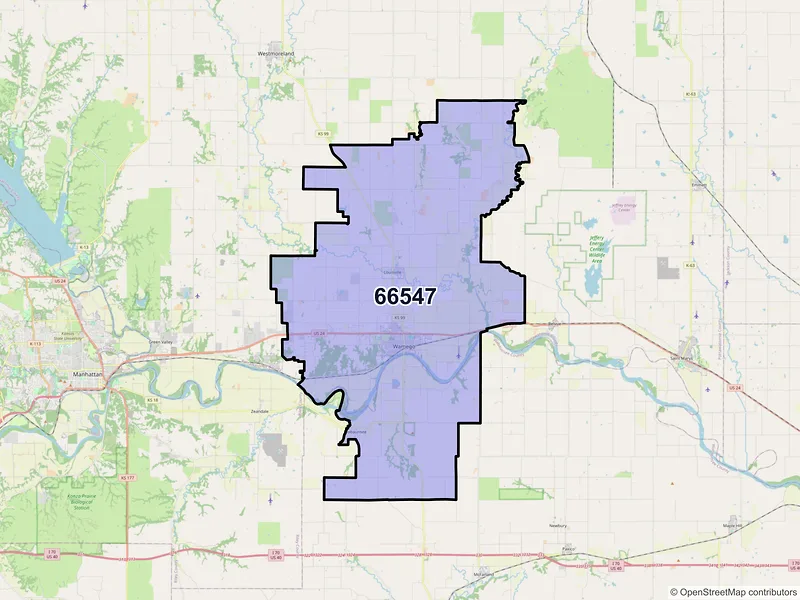 Map of ZIP Code 66547 — Wamego, KS
