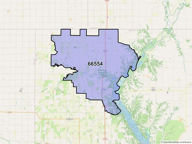 Map of ZIP Code 66554 — Randolph, KS
