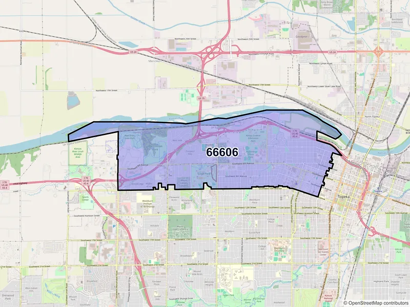 Map of ZIP Code 66606 — Topeka, KS
