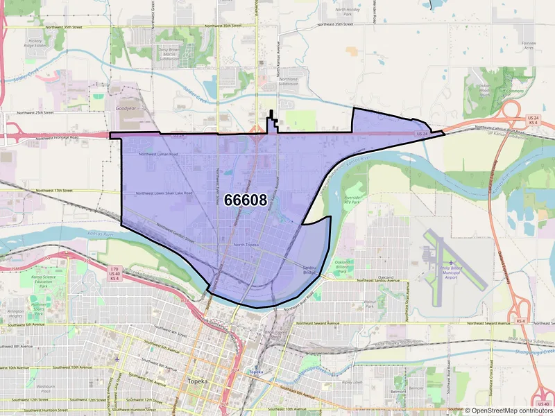 Map of ZIP Code 66608 — Topeka, KS
