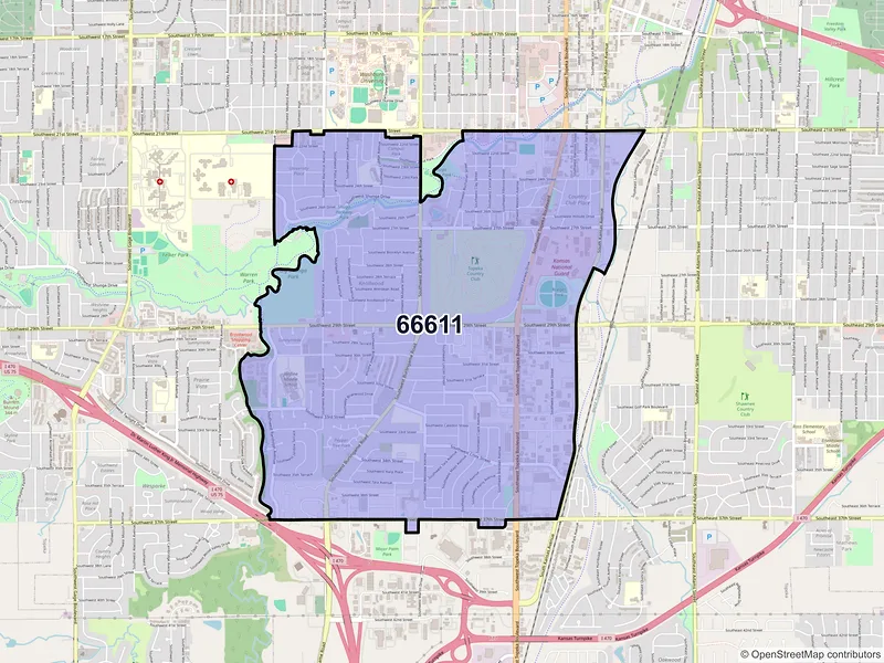 Map of ZIP Code 66611 — Topeka, KS