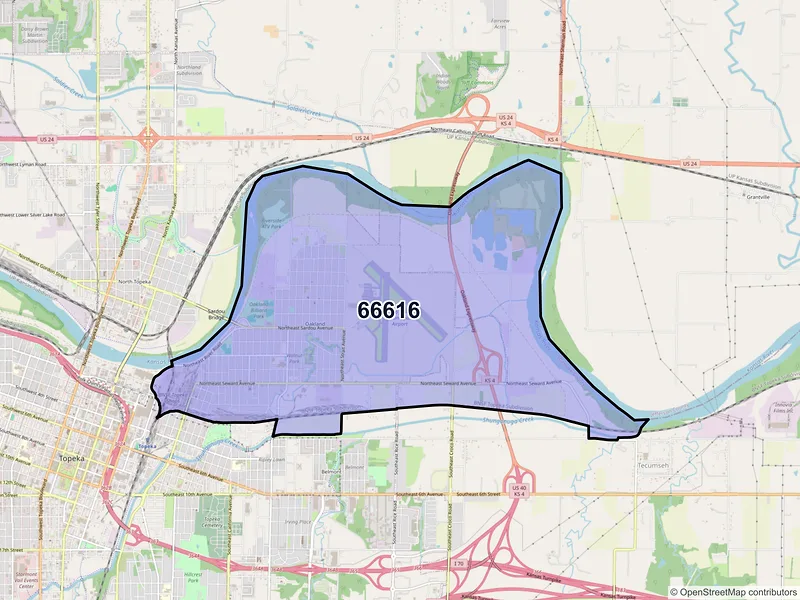 Map of ZIP Code 66616 — Topeka, KS