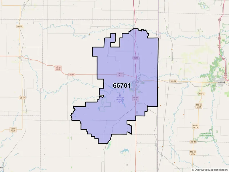 Map of ZIP Code 66701 — Fort Scott, KS