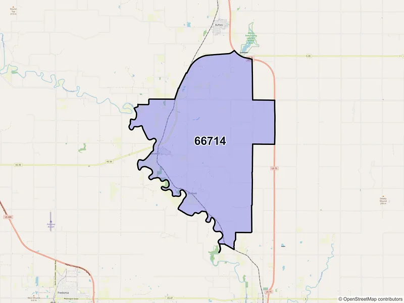 Map of ZIP Code 66714 — Benedict, KS