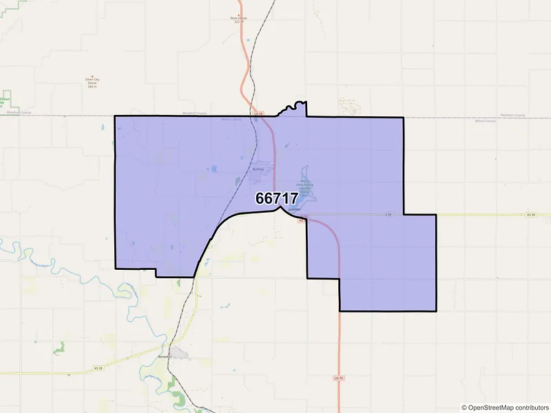 Map of ZIP Code 66717 — Buffalo, KS