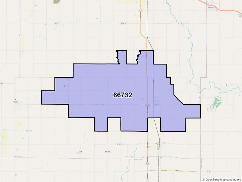 Map of ZIP Code 66732 — Elsmore, KS