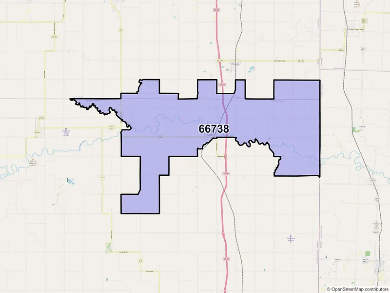 Map of ZIP Code 66738 — Fulton, KS