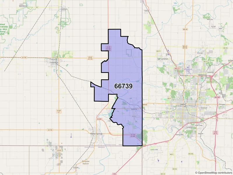 Map of ZIP Code 66739 — Galena, KS