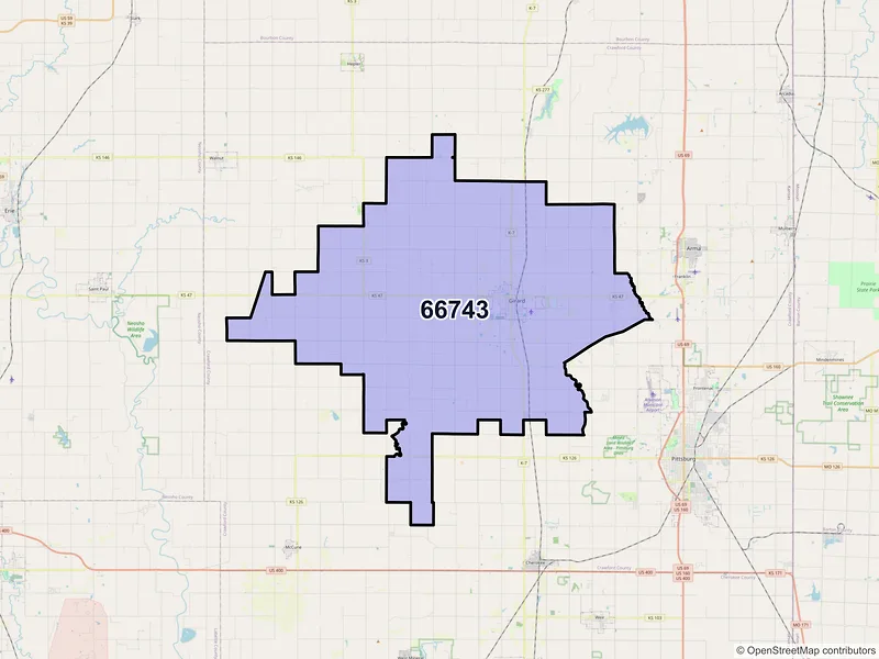Map of ZIP Code 66743 — Girard, KS
