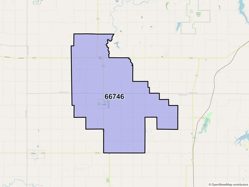 Map of ZIP Code 66746 — Hepler, KS