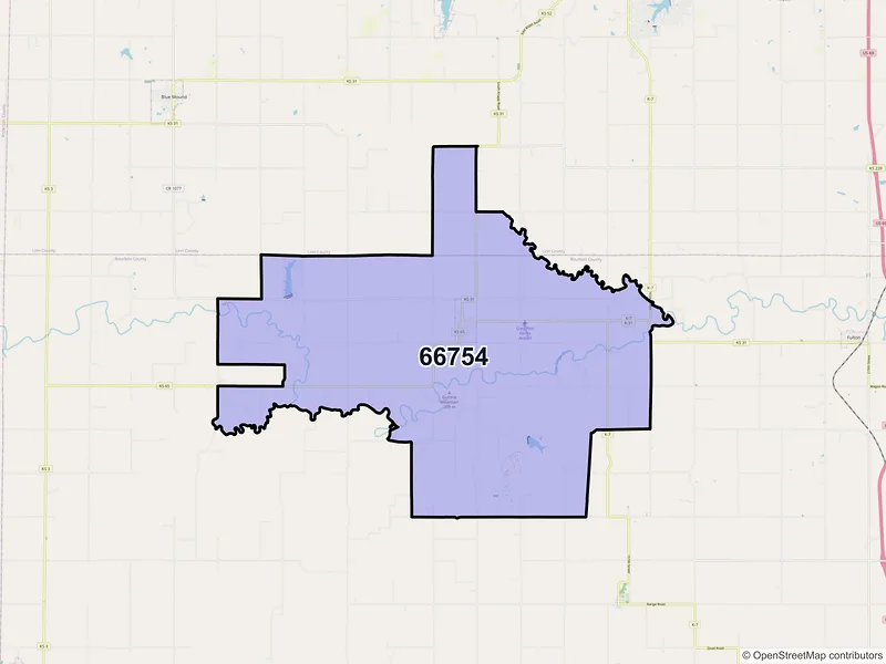 Map of Mapleton, Kansas and ZIP codes