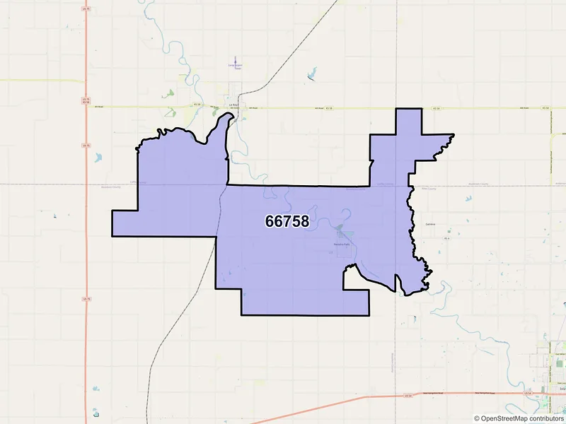 Map of ZIP Code 66758 — Neosho Falls, KS