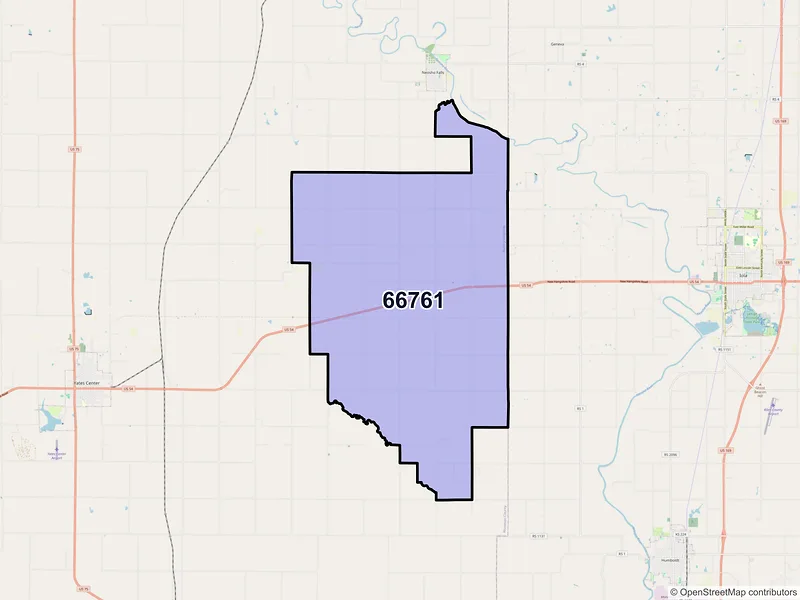 Map of ZIP Code 66761 — Piqua, KS