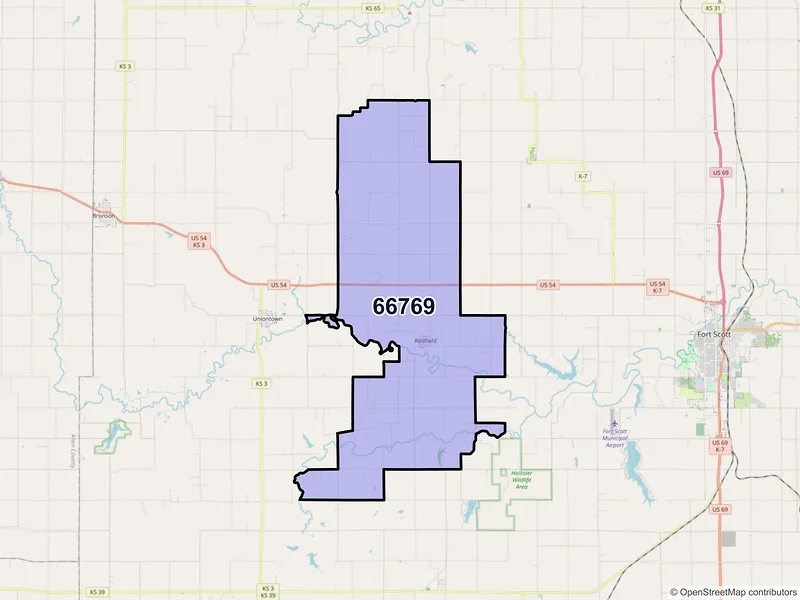 Map of ZIP Code 66769 — Redfield, KS