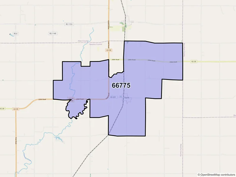 Map of ZIP Code 66775 — Stark, KS