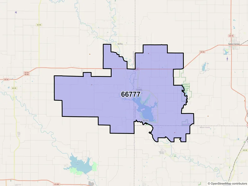 Map of ZIP Code 66777 — Toronto, KS