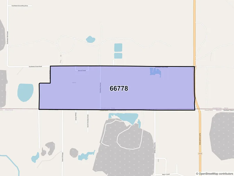 Map of ZIP Code 66778 — Treece, KS