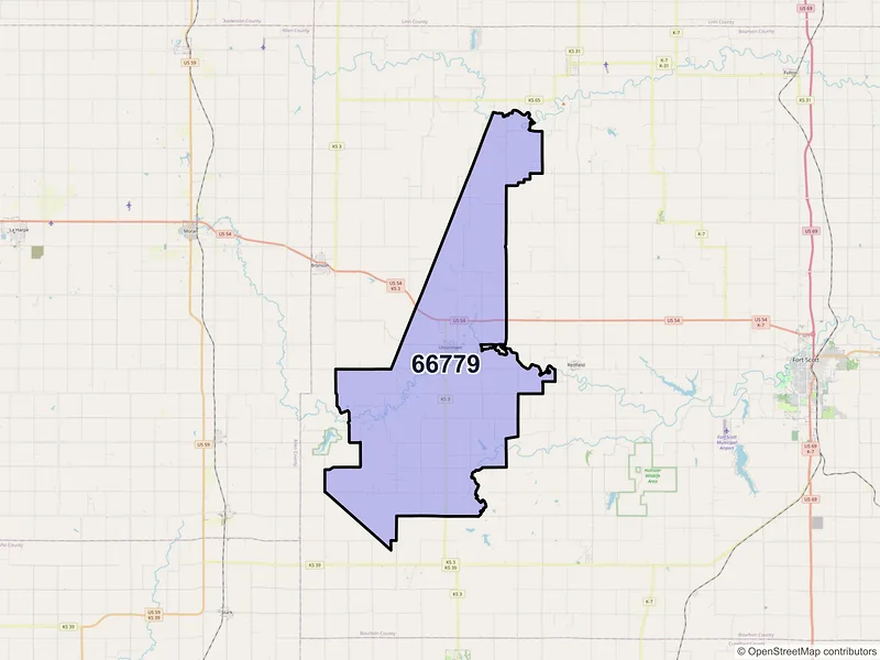 Map of ZIP Code 66779 — Uniontown, KS
