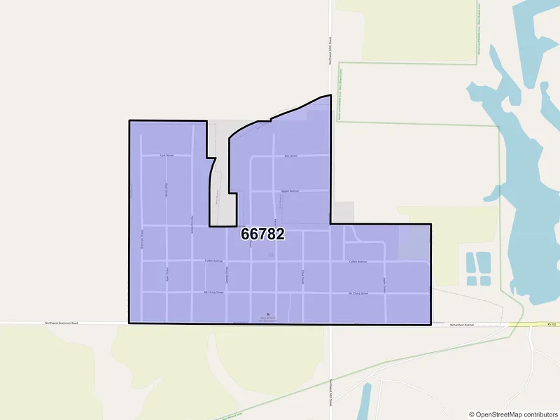 Map of West Mineral, Kansas and ZIP codes