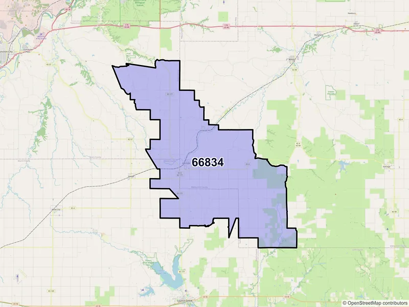 Map of ZIP Code 66834 — Alta Vista, KS