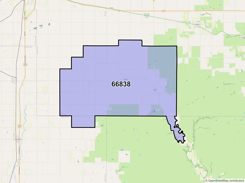Map of Burdick, Kansas and ZIP codes