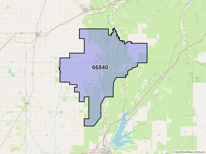 Map of ZIP Code 66840 — Burns, KS
