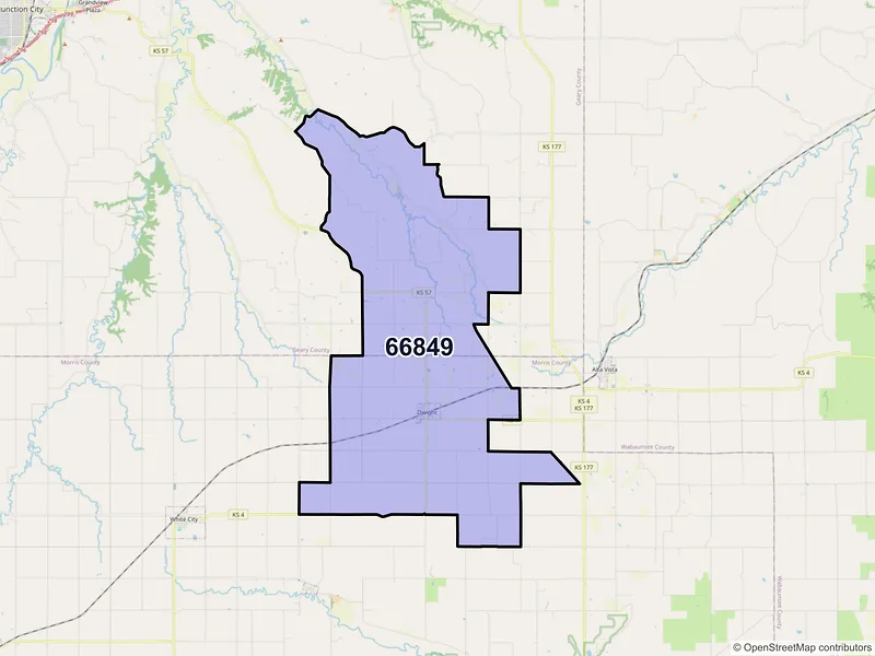Map of ZIP Code 66849 — Dwight, KS