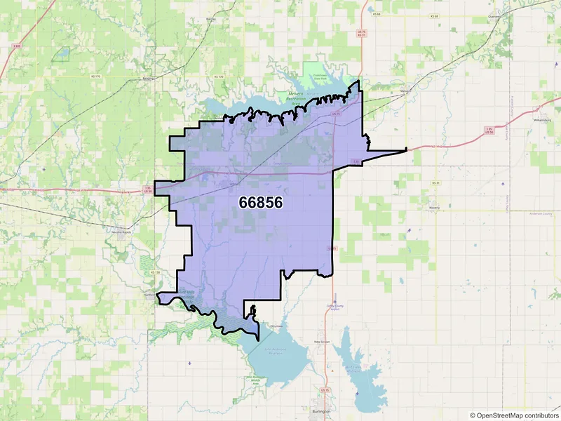 Map of ZIP Code 66856 — Lebo, KS