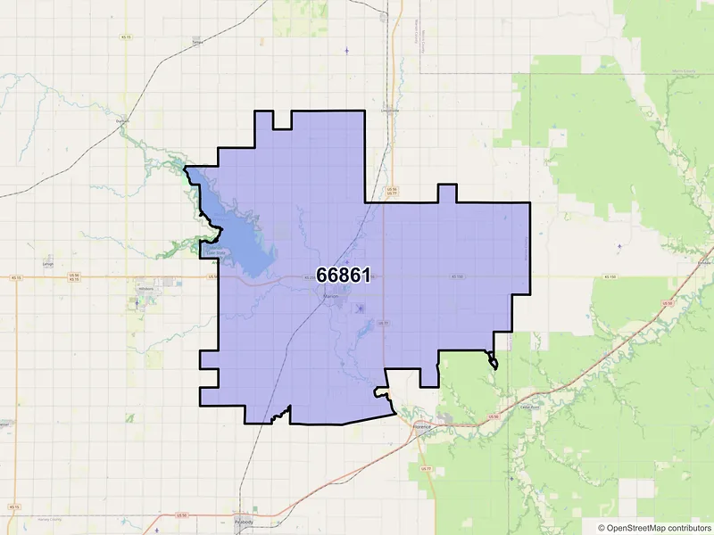 Map of ZIP Code 66861 — Marion, KS