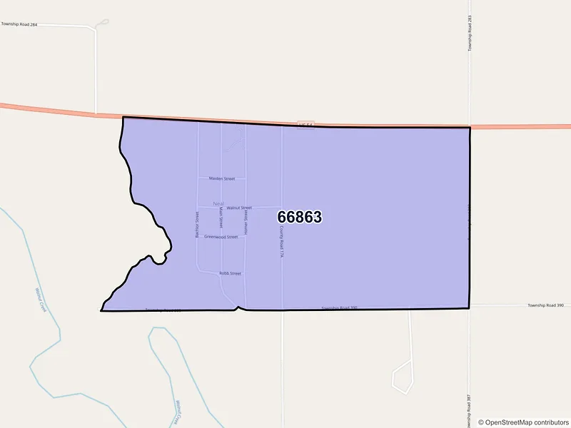 Map of Neal, Kansas and ZIP codes