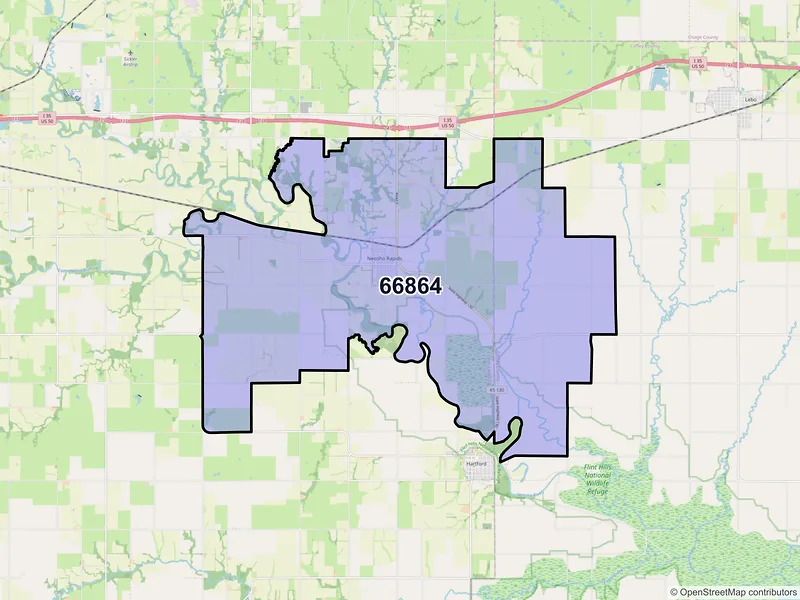 Map of ZIP Code 66864 — Neosho Rapids, KS
