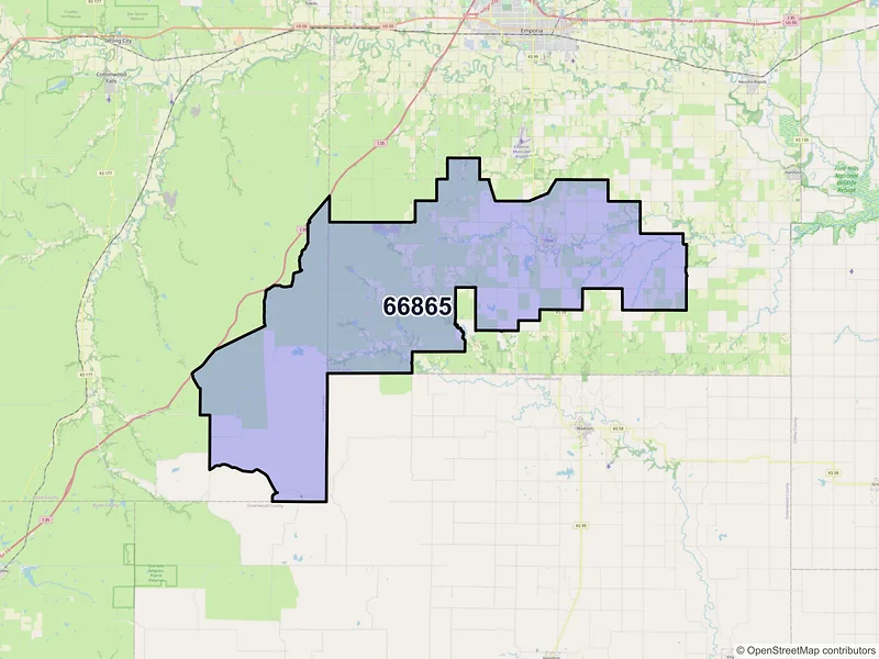 Map of ZIP Code 66865 — Olpe, KS
