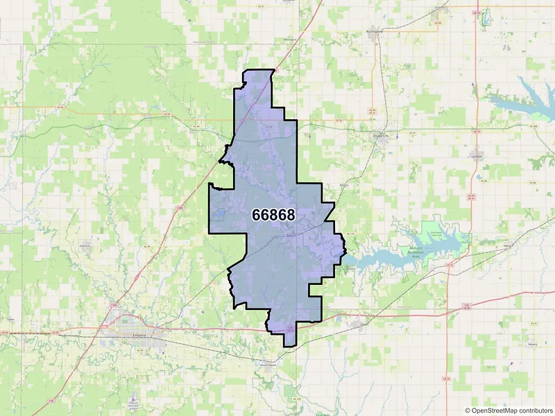Map of ZIP Code 66868 — Reading, KS