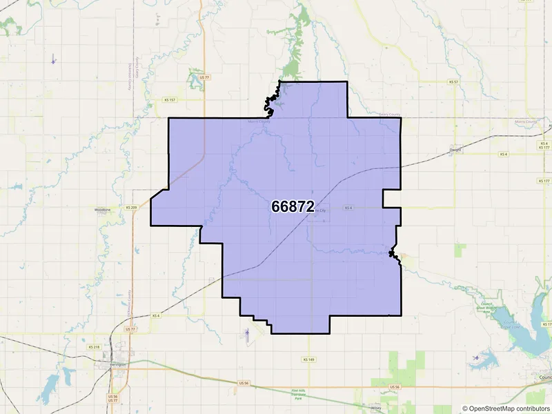 Map of ZIP Code 66872 — White City, KS
