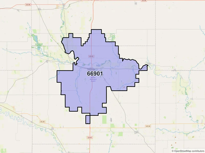 Map of ZIP Code 66901 — Concordia, KS