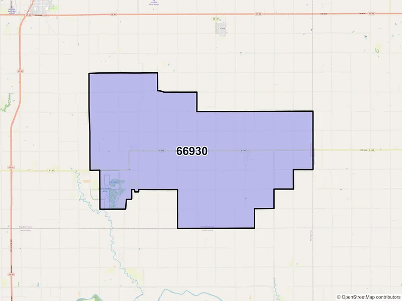 Map of ZIP Code 66930 — Agenda, KS