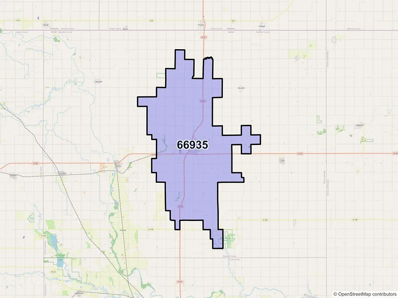 Map of ZIP Code 66935 — Belleville, KS