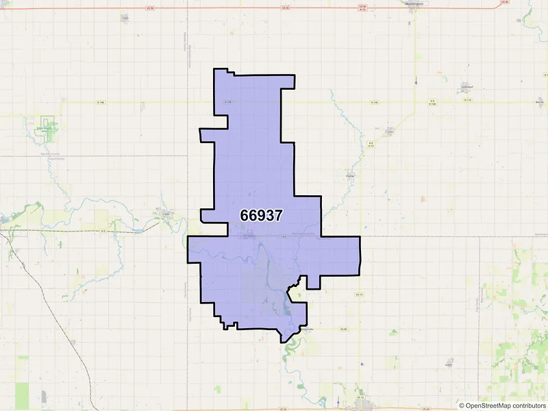 Map of Clifton, Kansas and ZIP codes