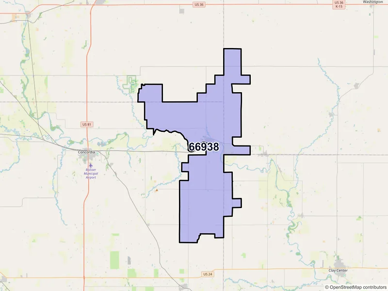 Map of ZIP Code 66938 — Clyde, KS
