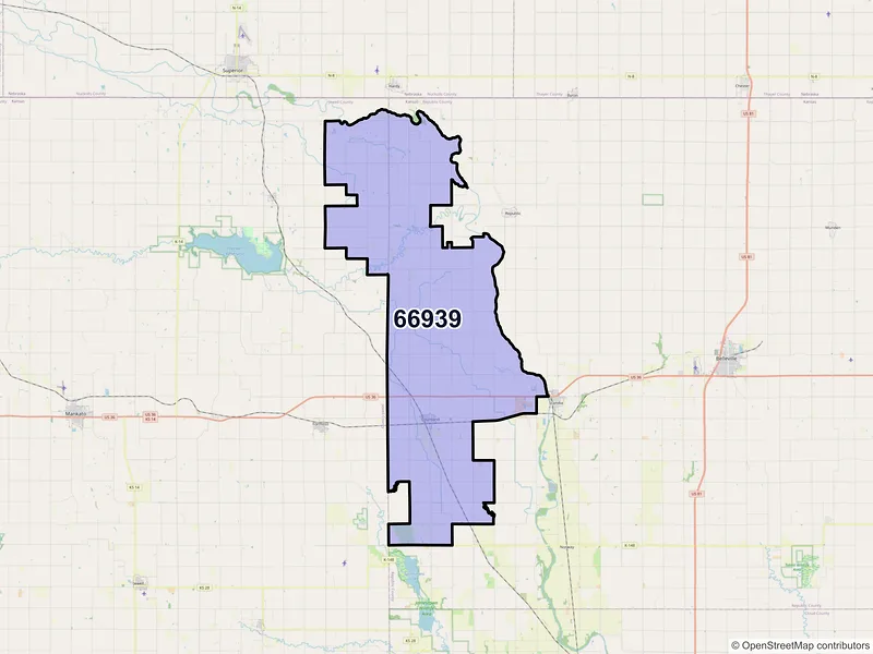Map of ZIP Code 66939 — Courtland, KS