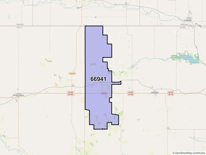 Map of ZIP Code 66941 — Esbon, KS