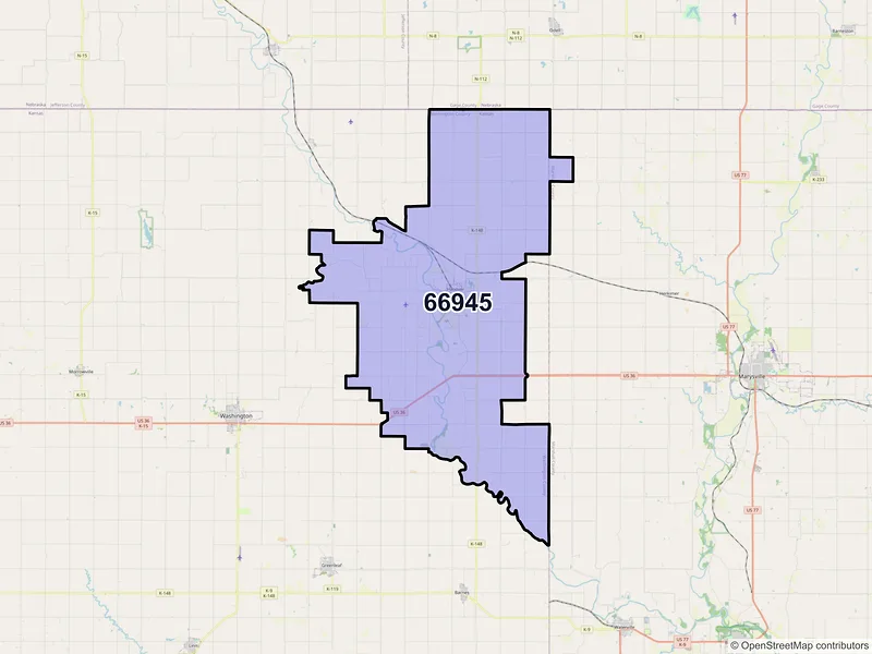 Map of ZIP Code 66945 — Hanover, KS