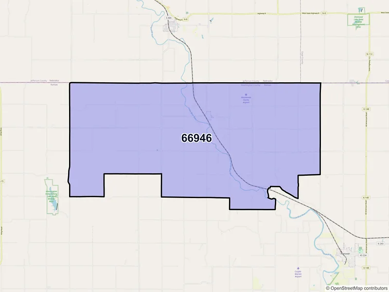 Map of ZIP Code 66946 — Hollenberg, KS