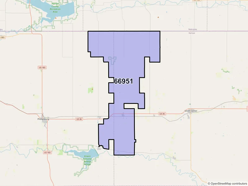 Map of ZIP Code 66951 — Kensington, KS