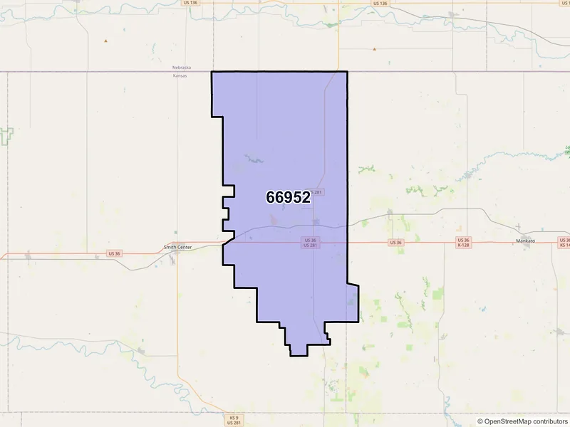 Map of ZIP Code 66952 — Lebanon, KS