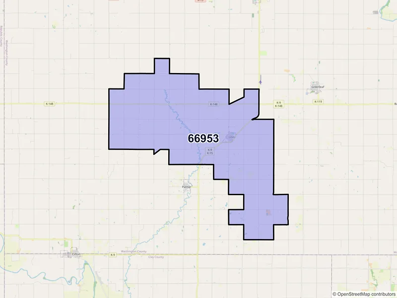 Map of ZIP Code 66953 — Linn, KS