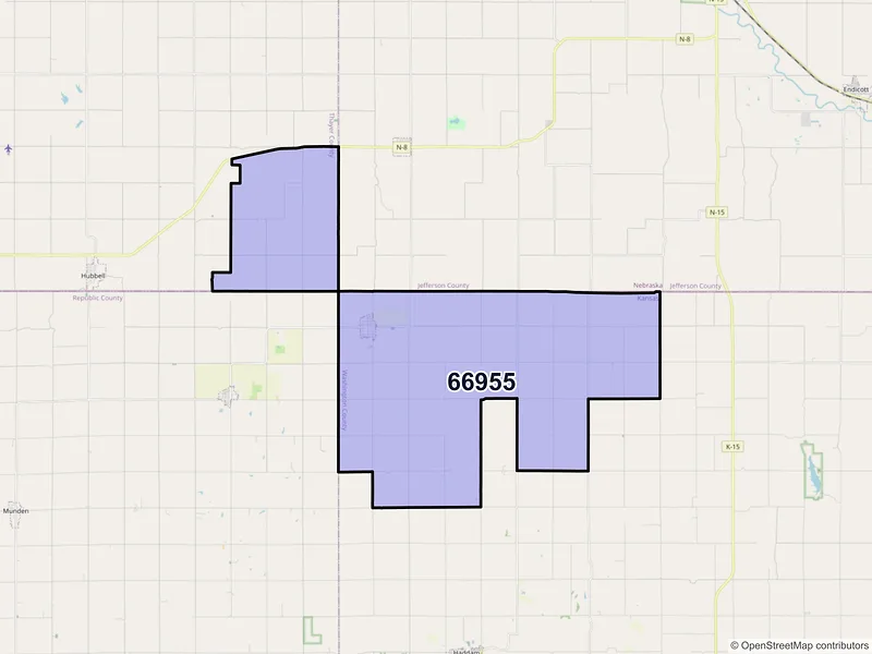 Map of ZIP Code 66955 — Mahaska, KS