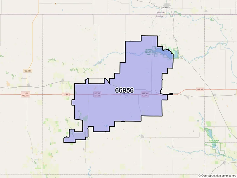 Map of ZIP Code 66956 — Mankato, KS